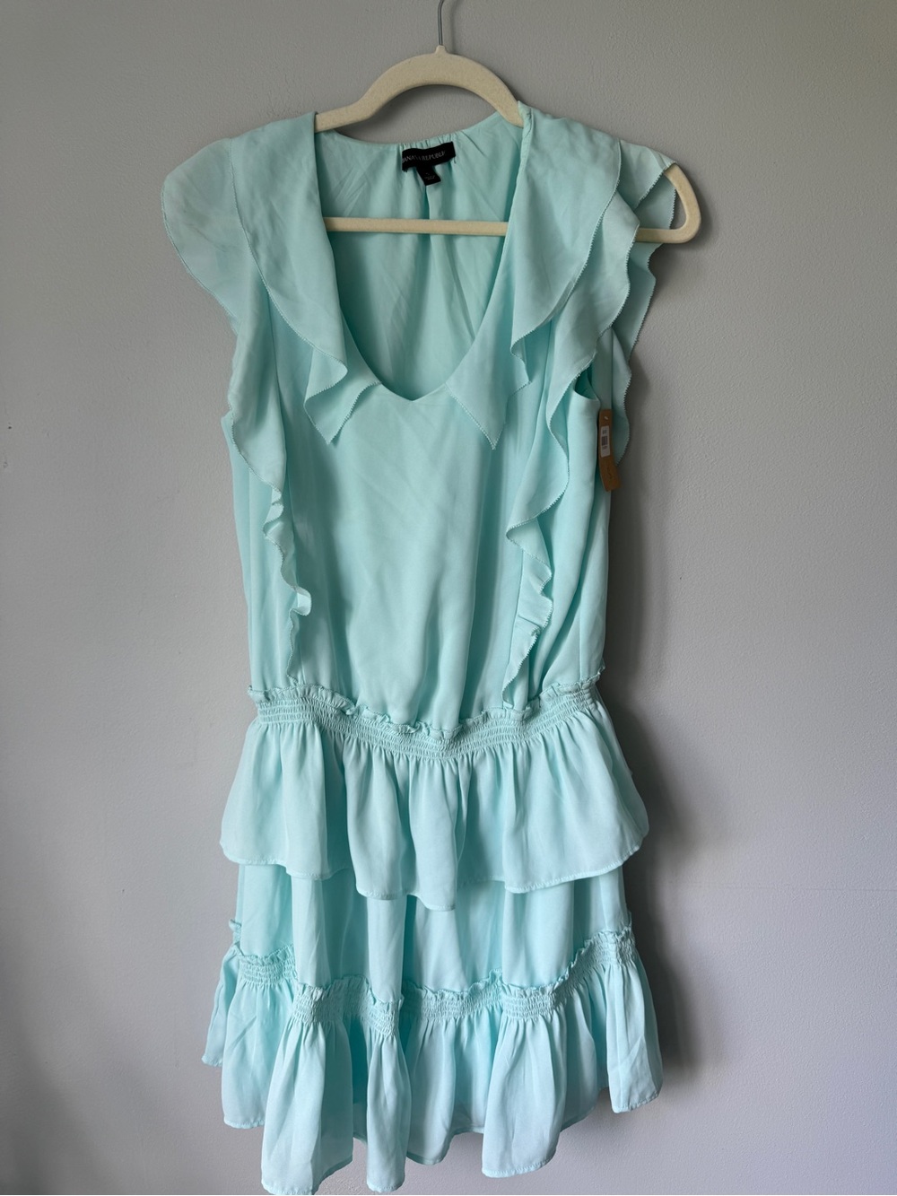 Banana Republic Mint Green Ruffle Tiered Mini Dress